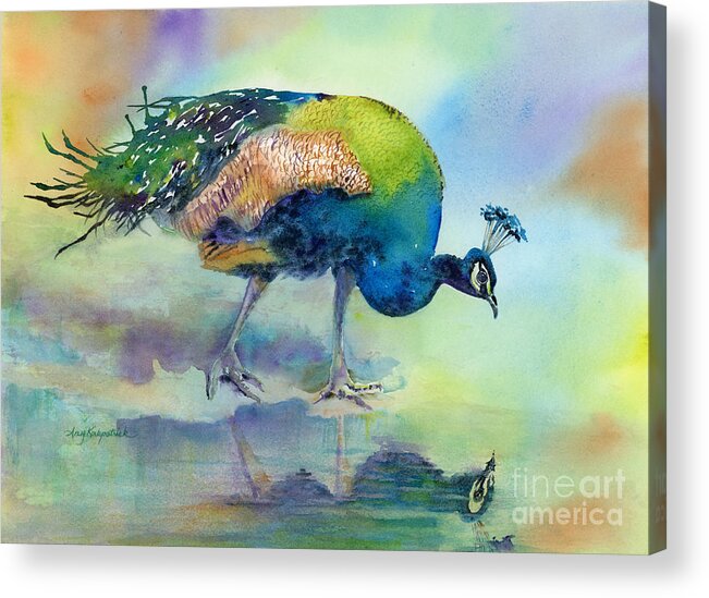 Peacock Acrylic Print featuring the painting Hey Good Lookin by Amy Kirkpatrick