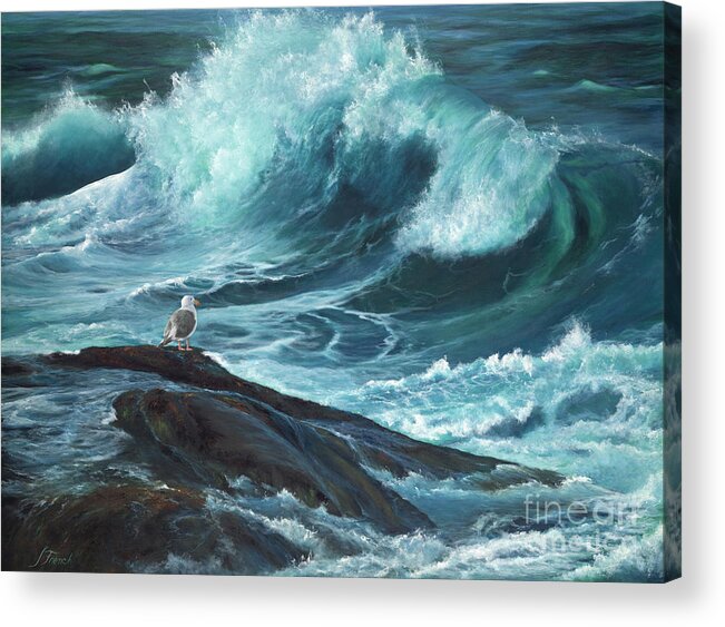 Seascape Acrylic Print featuring the painting High Tide by Jeanette French