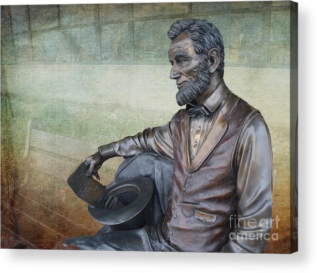 Springfield Illinois Acrylic Print featuring the photograph History - Abraham Lincoln Contemplates - Luther Fine Art by Luther Fine Art