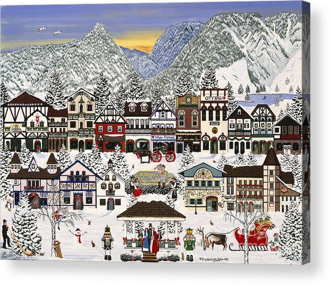 Holiday Village Acrylic Print featuring the painting Leaveworth Washington by Jennifer Lake