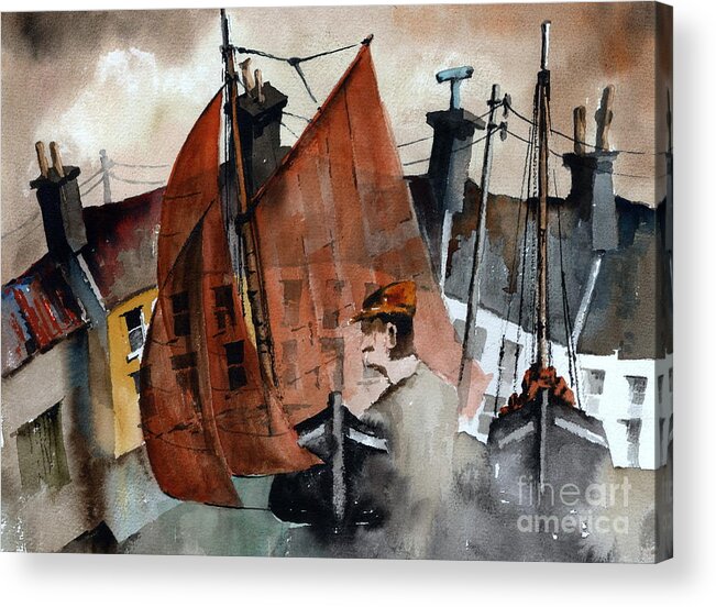 Val Byrne Acrylic Print featuring the painting Hooker Memories  Galway by Val Byrne