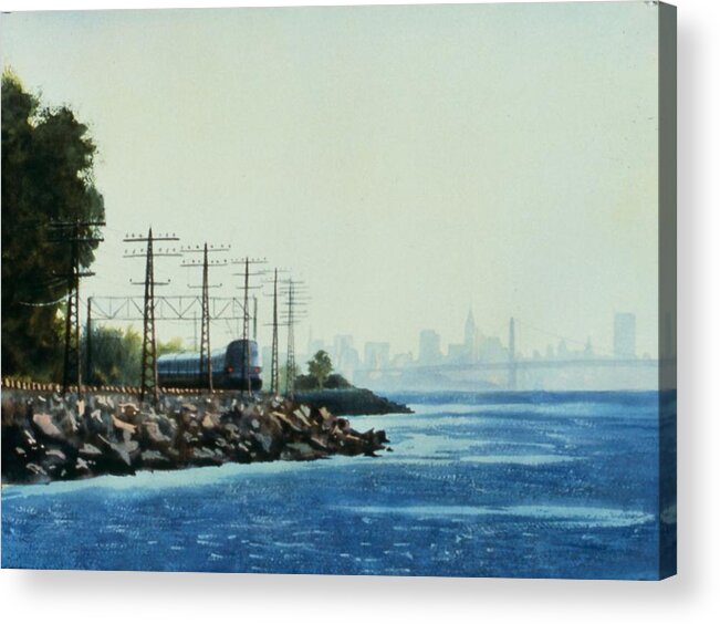 Watercolor Acrylic Print featuring the painting Hudson Line by Daniel Dayley