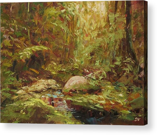  Acrylic Print featuring the painting In the Forest by Sean Wu