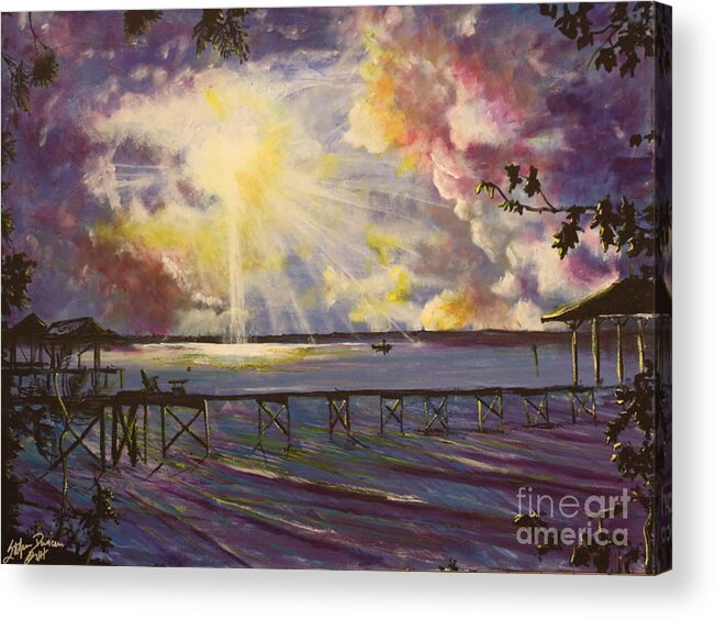 Lake Waccamaw Acrylic Print featuring the painting In The Still Of A Dream by Stefan Duncan