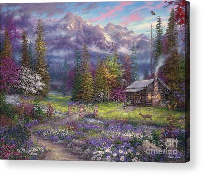 Bierstadt Acrylic Print featuring the painting Inspiration of Spring Meadows by Chuck Pinson