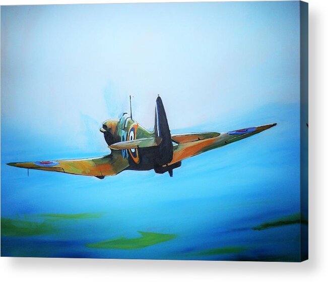 Ww2 Acrylic Print featuring the painting Into the Blue by Terence R Rogers