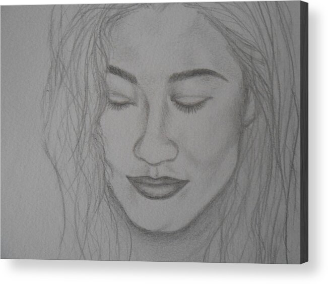 Self Portrait Acrylic Print featuring the drawing Introspection by Jane See