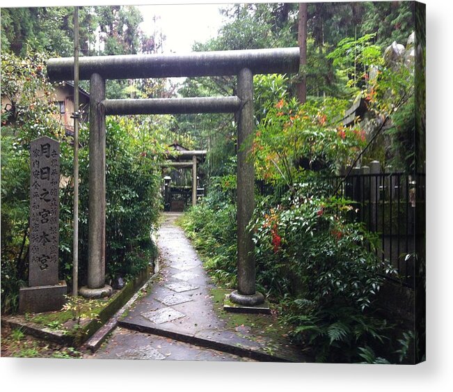Japanese Acrylic Print featuring the photograph Japanese Temple Passage by Angela Bushman