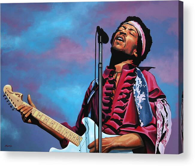 Jimi Hendrix Acrylic Print featuring the painting Jimi Hendrix 2 by Paul Meijering