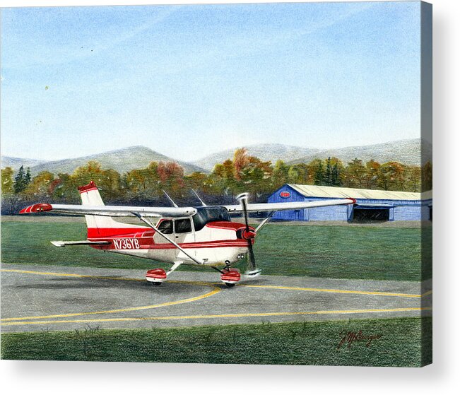 Cessna Acrylic Print featuring the painting John's Plane by Joseph Burger