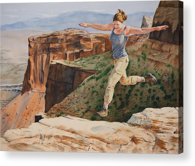 Action Acrylic Print featuring the painting Jynn's Leap by Christopher Reid
