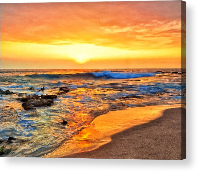 Big Island Acrylic Print featuring the painting Kailua Kona Beach Sunset by Dominic Piperata