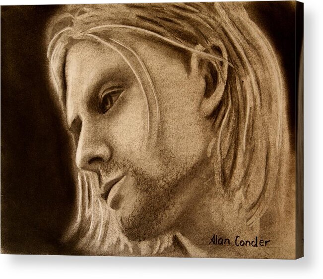 Kurt Cobain Acrylic Print featuring the drawing Kurt Cobain by Alan Conder
