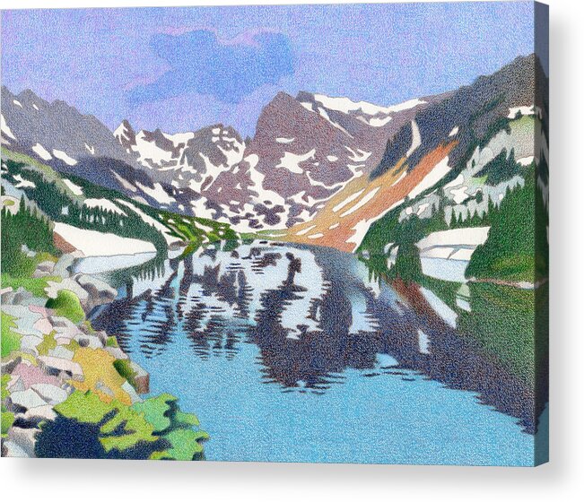 Art Acrylic Print featuring the drawing Lake Isabelle Colorado by Dan Miller