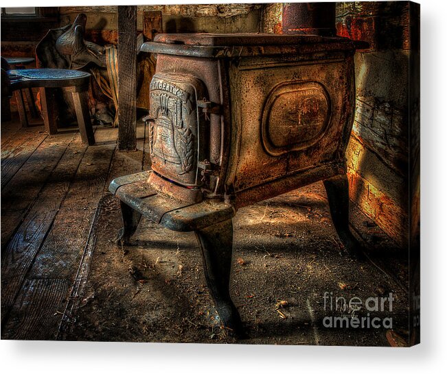 Stove Acrylic Print featuring the photograph Liberty Wood Stove by Lois Bryan