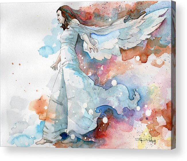 Angel Acrylic Print featuring the painting Life the Universe and Everything by Sean Parnell