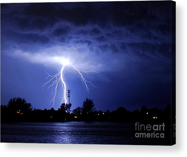 Lightning Acrylic Print featuring the photograph Power from above by Quinn Sedam