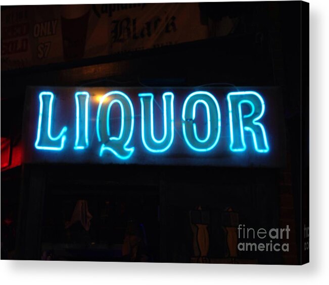 Bar Acrylic Print featuring the photograph Liquor Sign in Memphis by T Lowry Wilson