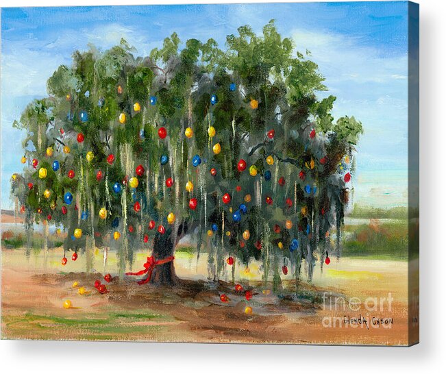 Christmas Acrylic Print featuring the painting Live Oak Christmas by Glenda Cason