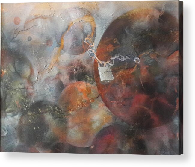 Locked On Earth. Locked In Heaven Acrylic Print featuring the painting Locked in the heavens by Ilona Petzer