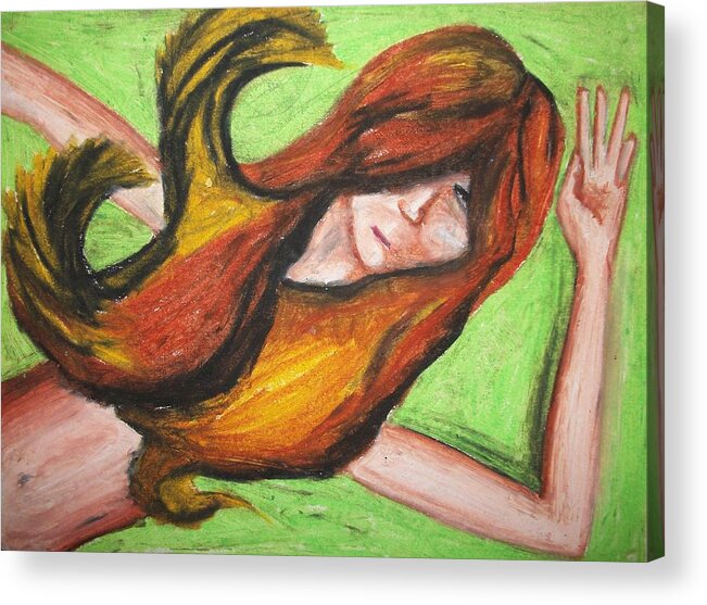 Girl Acrylic Print featuring the pastel Lost by Jake Huenink