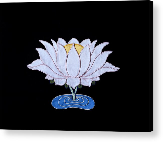 Lotusflower Acrylic Print featuring the tapestry - textile Lotus by Leslie Rinchen-Wongmo