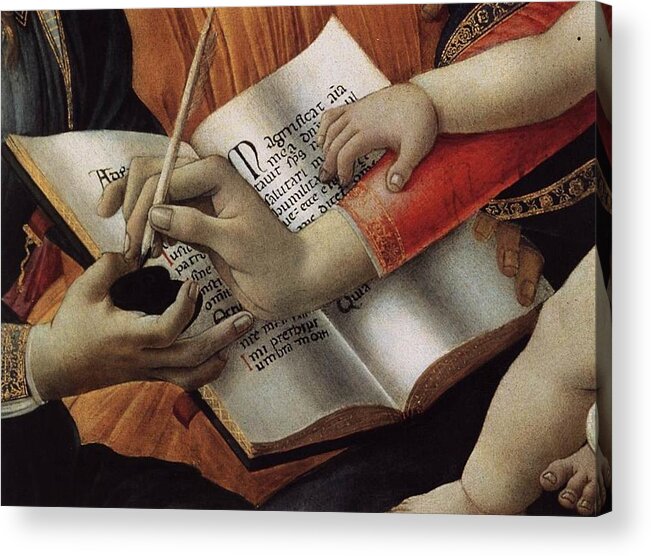 Botticelli Acrylic Print featuring the painting Madonna Del Magnificat Detail by Pam Neilands