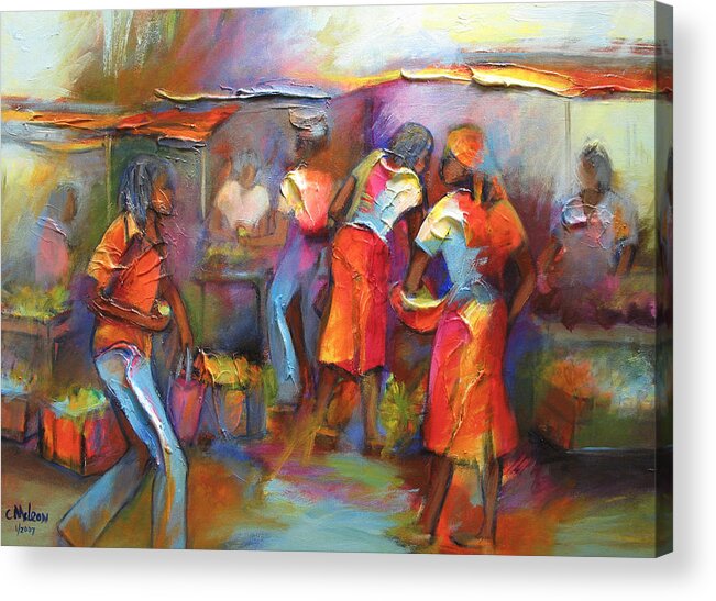 Abstract Acrylic Print featuring the painting Market Day by Cynthia McLean