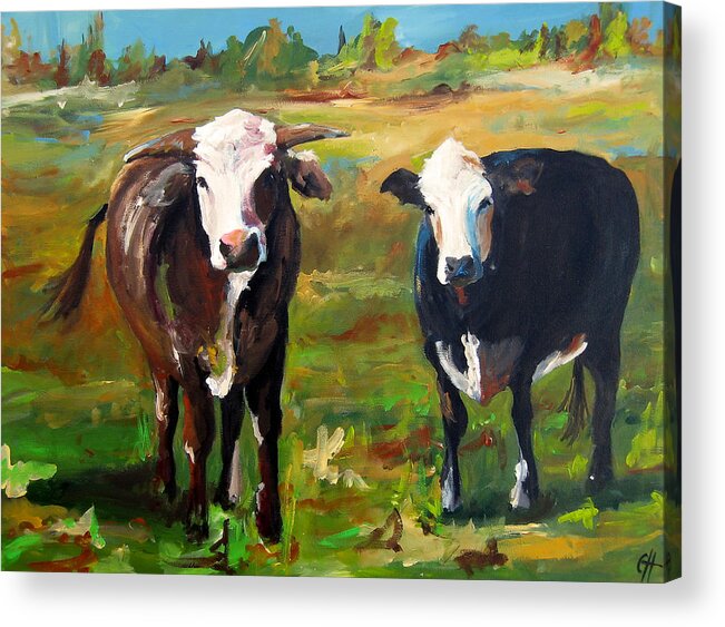 Cow Acrylic Print featuring the painting Max and Ruby by Cari Humphry