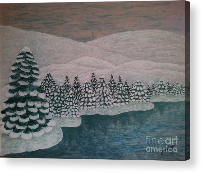 Michigan Acrylic Print featuring the painting Michigan winter by Jasna Gopic