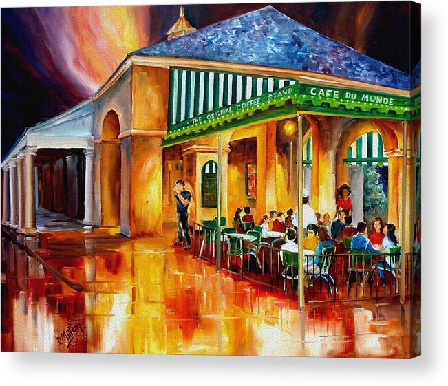 New Orleans Paintings Acrylic Print featuring the painting Midnight at the Cafe Du Monde by Diane Millsap