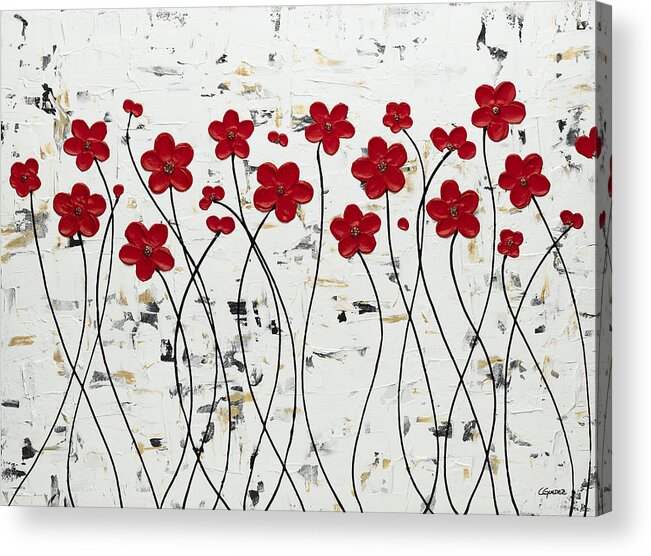 Red Poppy Acrylic Print featuring the painting Mis Amores by Carmen Guedez