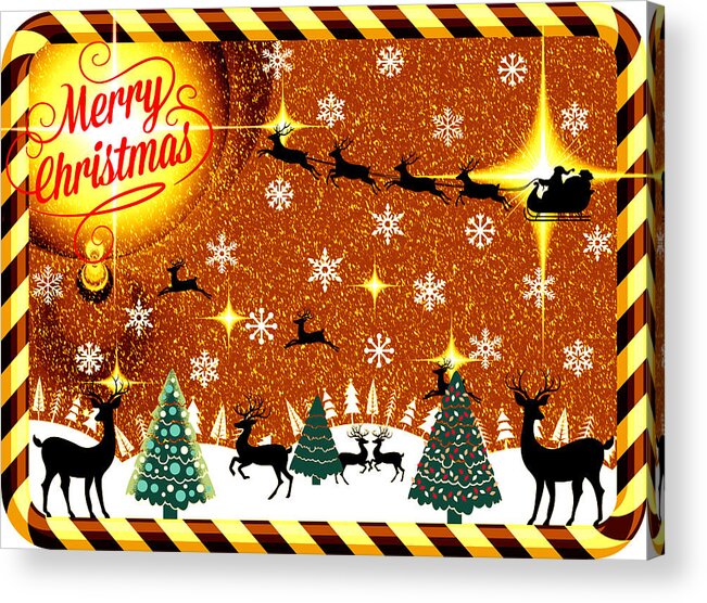 Merry Christmas Acrylic Print featuring the digital art Mod Cards - Reindeer Games - Merry Christmas V by Aurelio Zucco