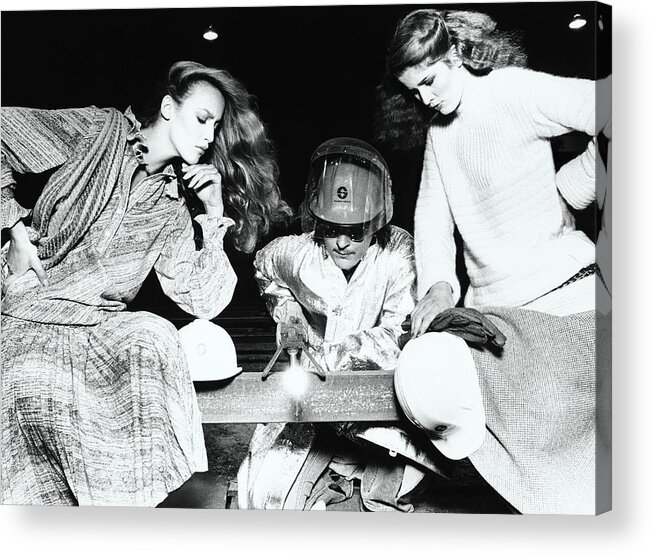 Accessories Acrylic Print featuring the photograph Models Sitting By A Welder by Albert Watson