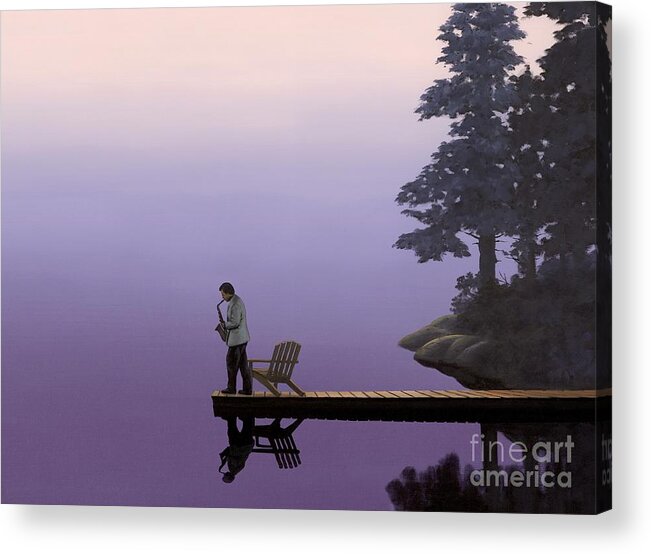 Purle Acrylic Print featuring the painting Mood Indigo by Michael Swanson
