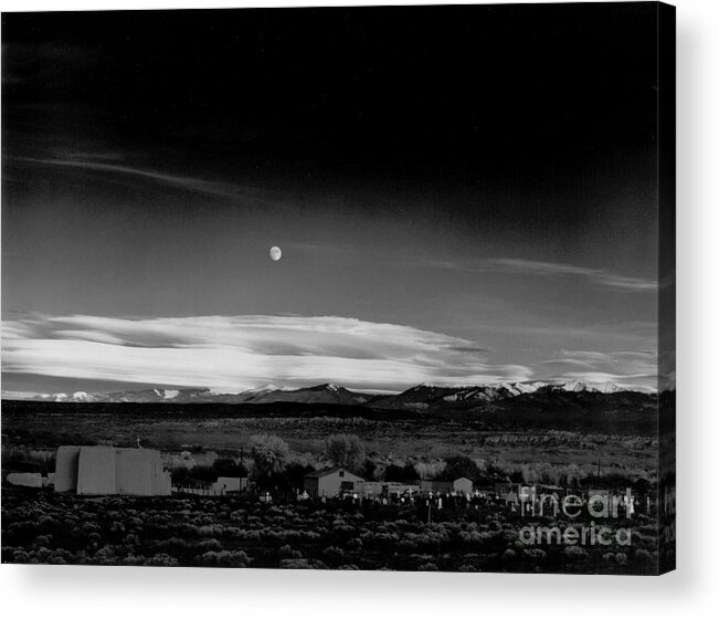  Acrylic Print featuring the photograph Moonrise Hernandez 1941 by Ansel Adams