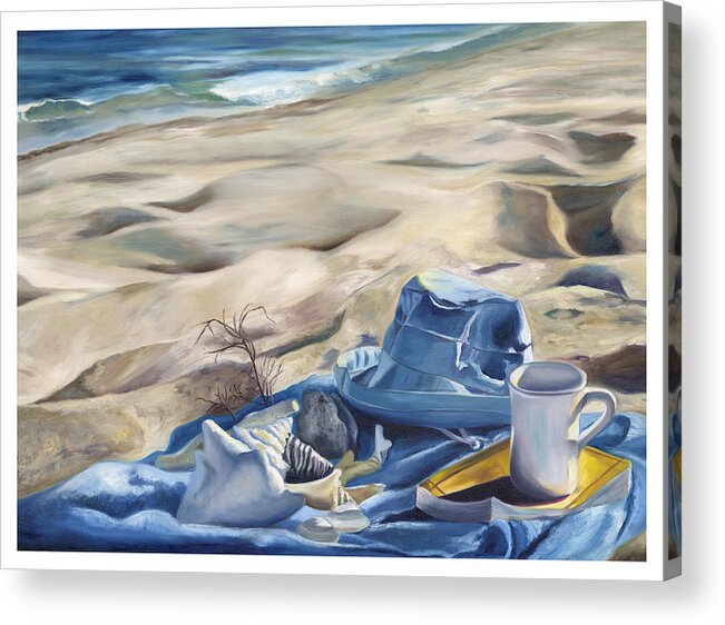 Warm Sand Acrylic Print featuring the painting Morning on the Beach by Sherri Dauphinais