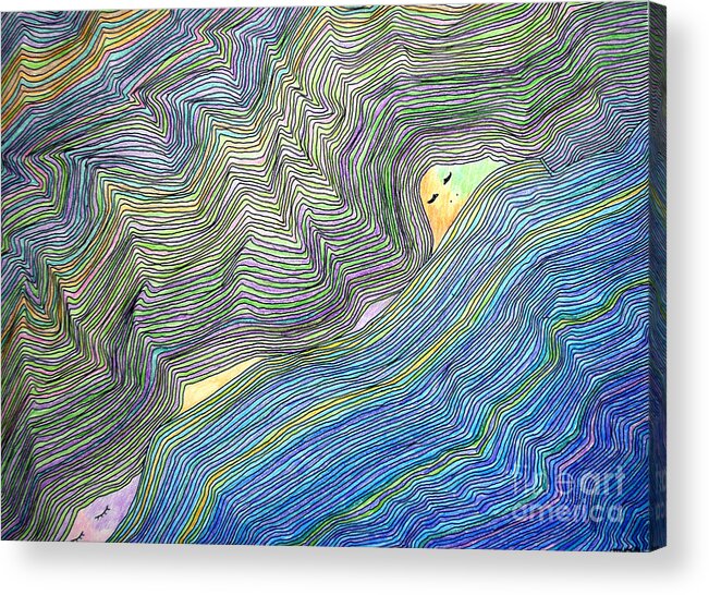 Mountains Acrylic Print featuring the drawing Mountains and Oceans by Mukta Gupta