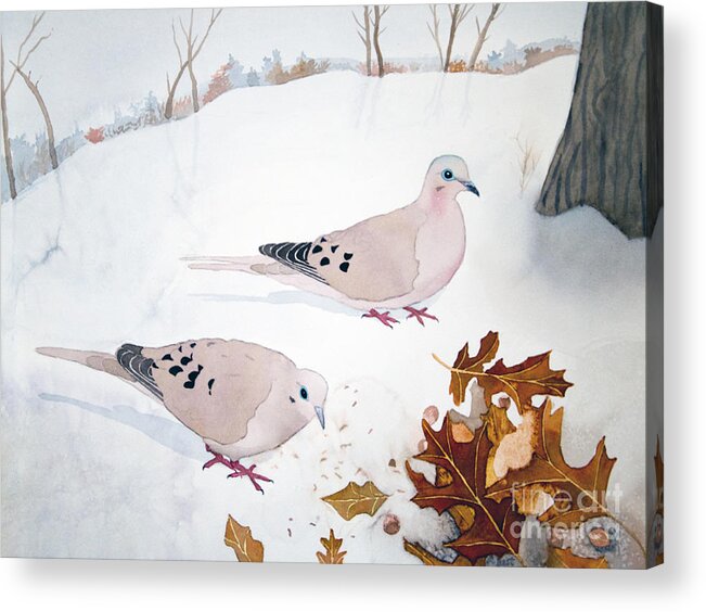 Mourning Doves Acrylic Print featuring the painting Mourning Doves by Laurel Best