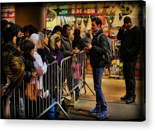 The Artist Acrylic Print featuring the photograph Movie Stars - The Artist Signing Autographs by Lee Dos Santos