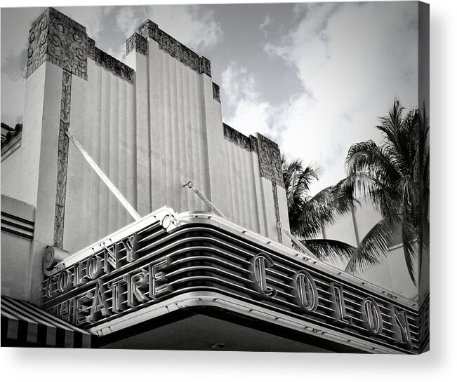 Building Acrylic Print featuring the photograph Movie Theater In Black And White by Rudy Umans