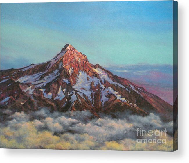 Landscape Acrylic Print featuring the painting Mt Hood North Face by Jeanette French