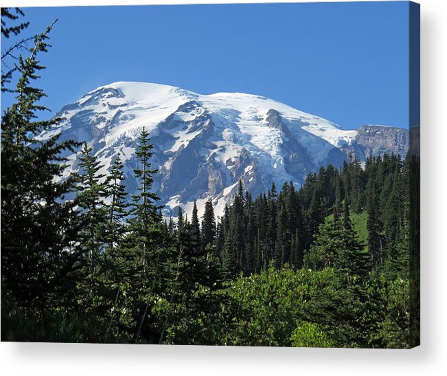 Mt Rainier Acrylic Print featuring the photograph Washington's Mt. Rainier by E Faithe Lester