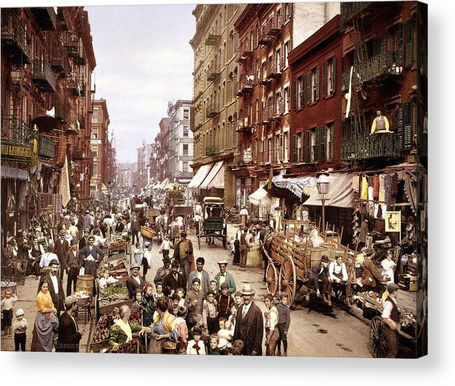 Mulberry Street Acrylic Print featuring the photograph Mulberry Street, New York, circa 1900 by Science Photo Library