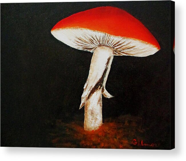 Still Life Acrylic Print featuring the painting Mushroom by Roseann Gilmore
