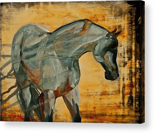 Horses Acrylic Print featuring the painting My Final Notice by Jani Freimann