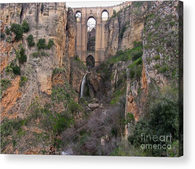 Ronda Spain Acrylic Print featuring the photograph New Bridge V2 by Suzanne Oesterling