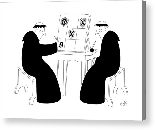 Tic-tac-toe Acrylic Print featuring the drawing New Yorker March 27th, 2017 by Seth Fleishman