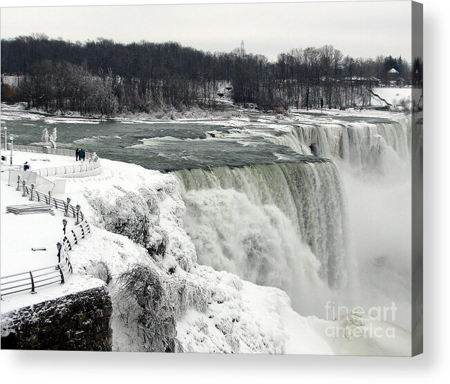 Sightseers Acrylic Print featuring the photograph Niagara Falls in Winter 0f 2014 Partially Frozen over by Rose Santuci-Sofranko