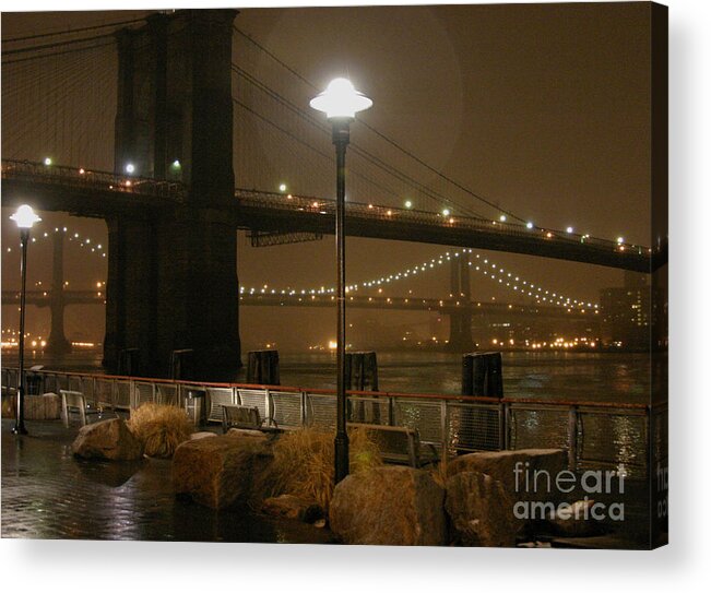 Night Acrylic Print featuring the digital art Night Bridges by Jack Ader